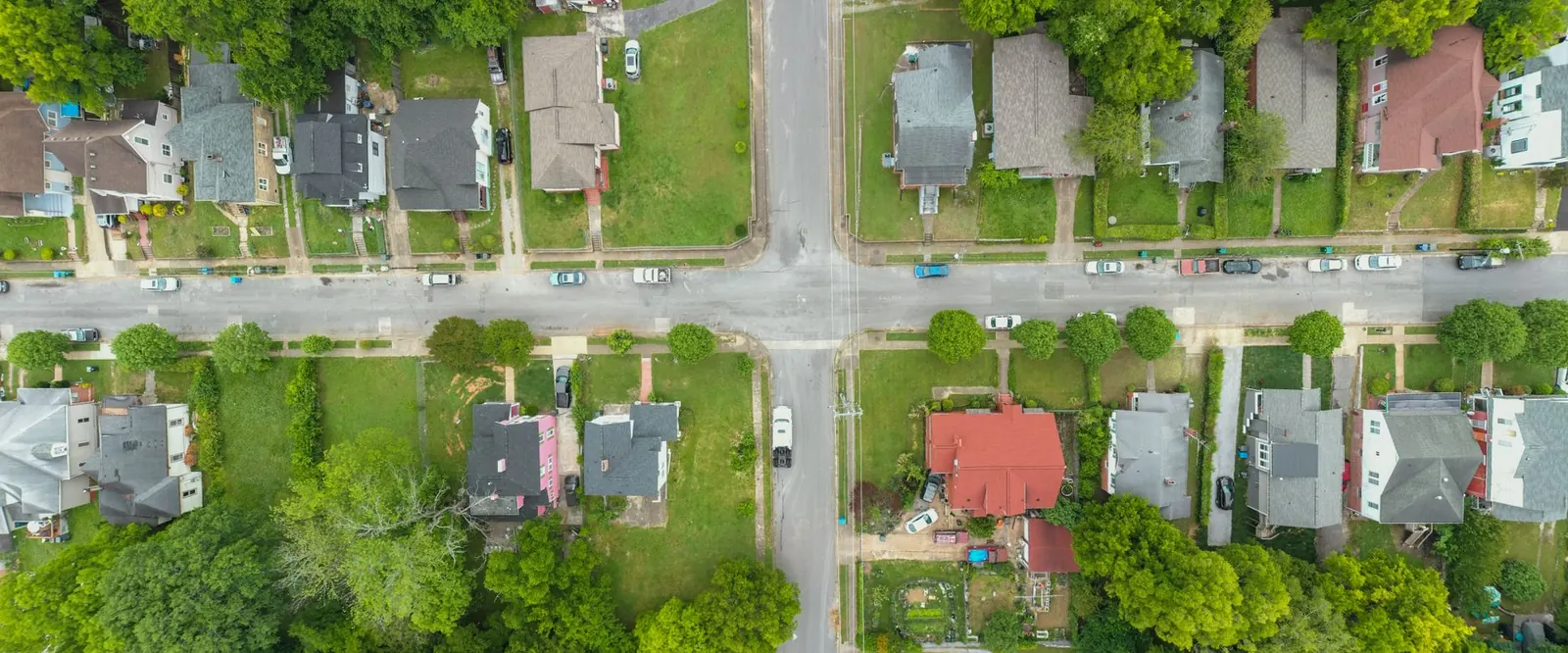 Aerial view of an Iowa suburban neighborhood