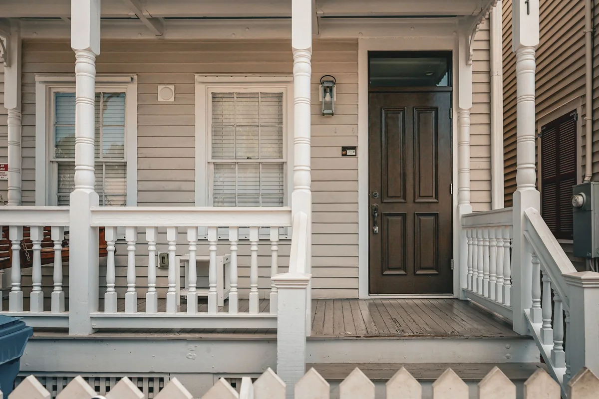 The front porch of an older Iowa home that may face a city point-of-sale inspection
