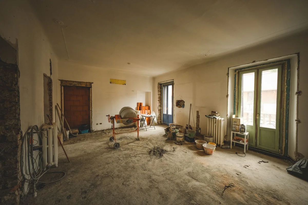 A house interior mid-renovation, one of three ways to sell a house needing repairs