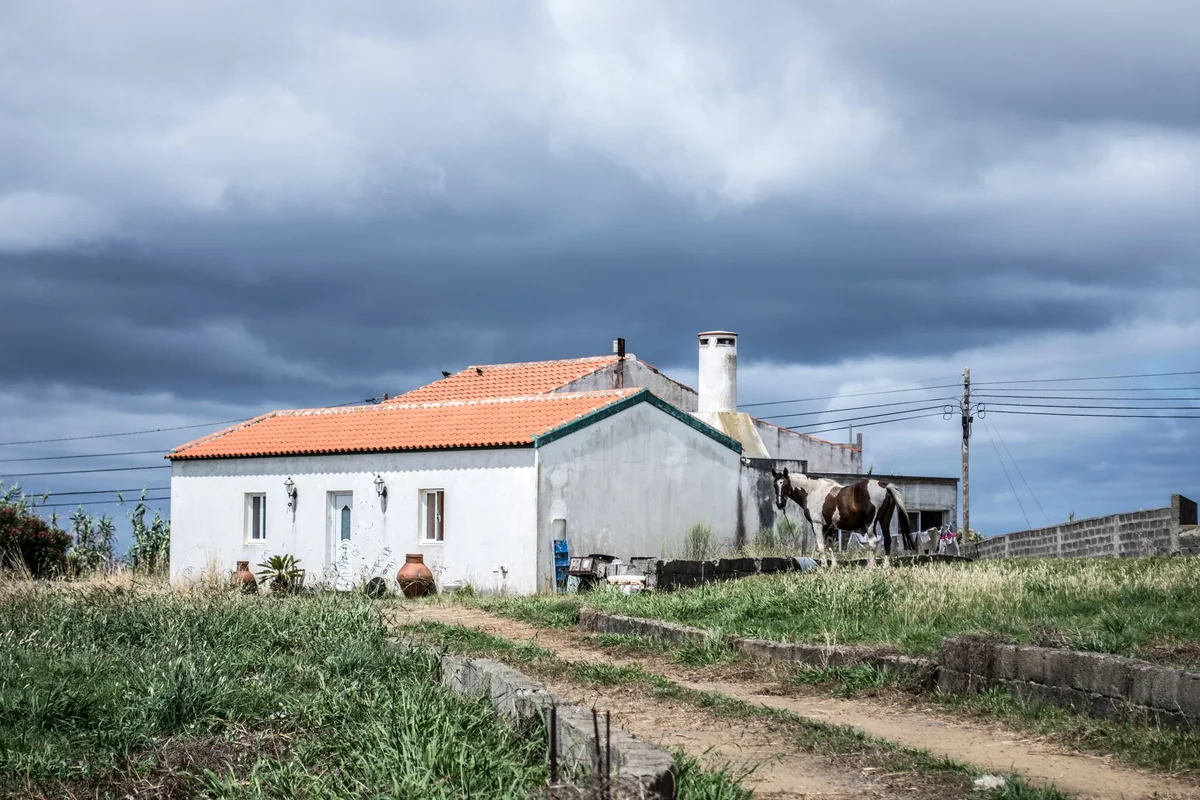 A rural Iowa farmhouse on a green lot, the kind of home that runs on a private well