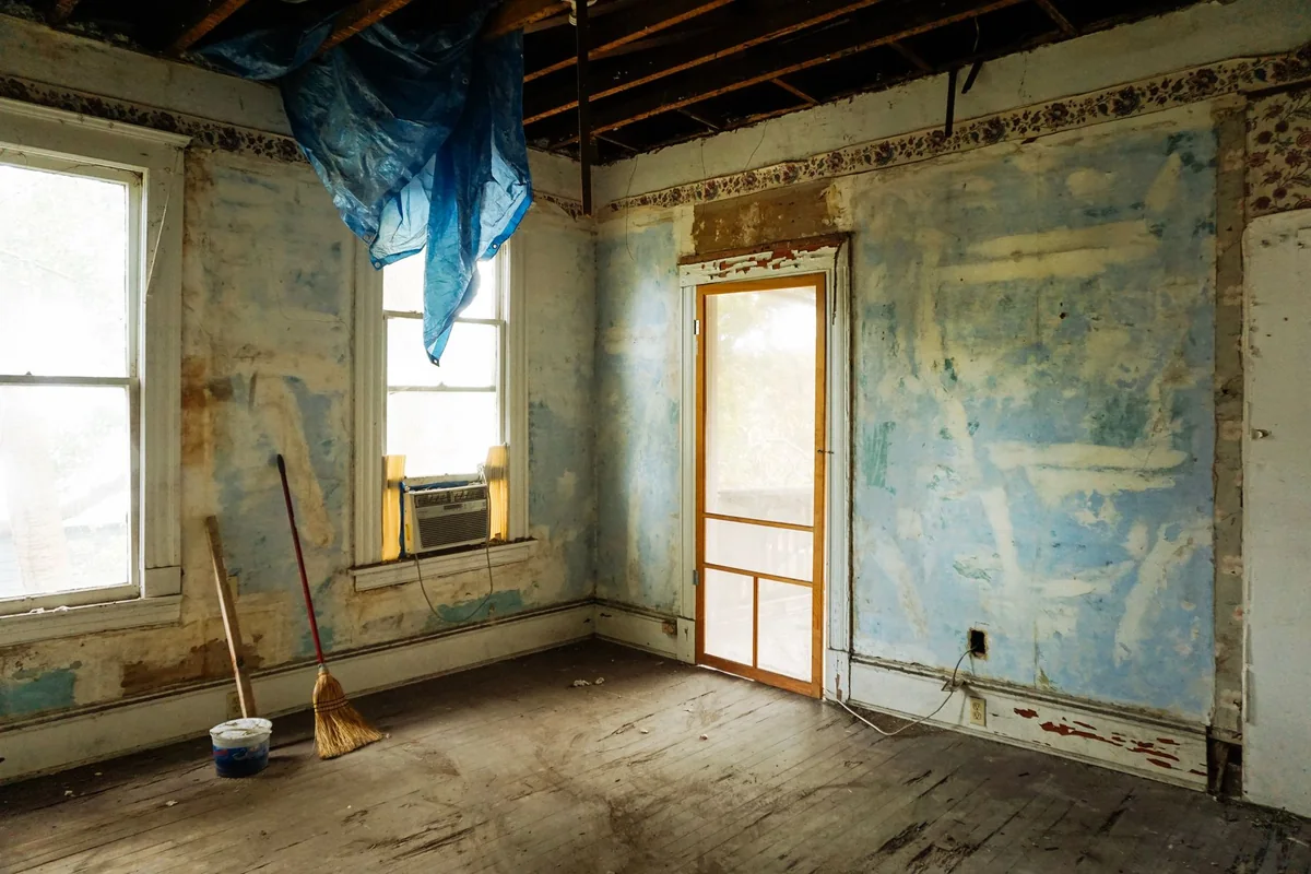 The interior of an older Iowa home being sold as-is with lead paint