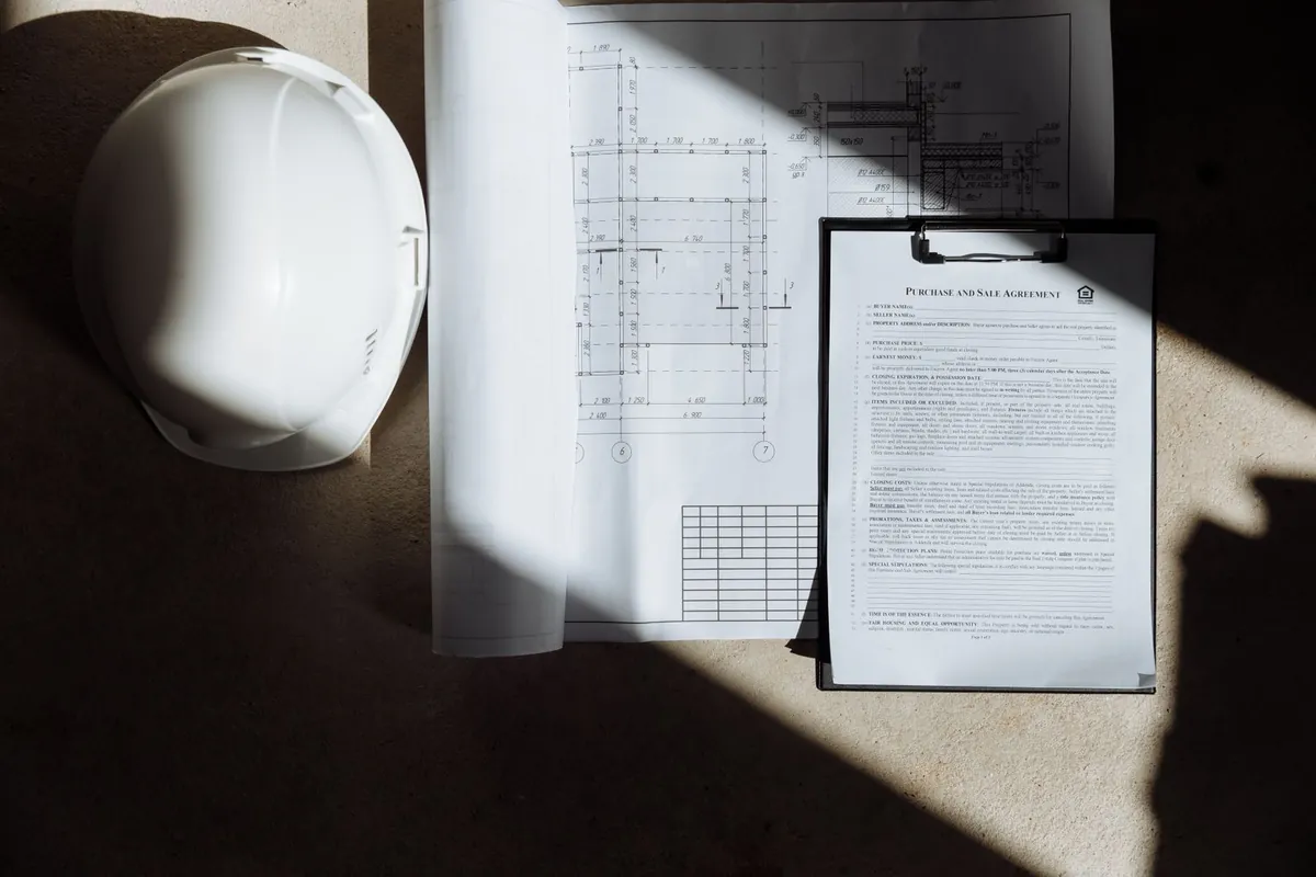 Building permit paperwork on a desk, part of disclosing unpermitted work in Iowa