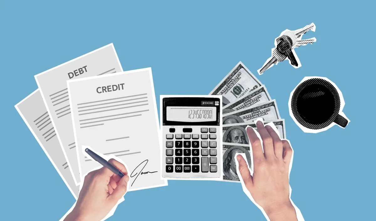 A closing statement and calculator showing a mortgage payoff amount