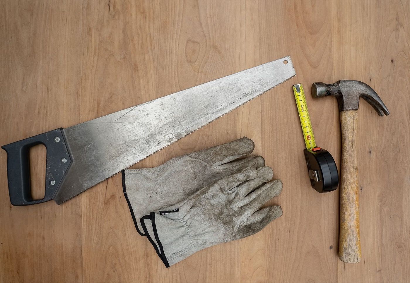 Home repair tools laid out for fixes that are worth doing before selling a house